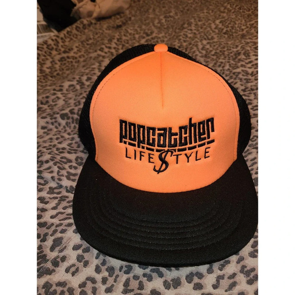 Popcatcher Cap Mesh Strap back Orange Adjustable Strap Baseball Hat - Picture 1 of 3
